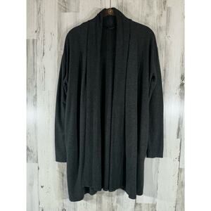 Mono B Cardigan Sweater Size Small Open Front Charcoal Gray Ribbed Stretchy